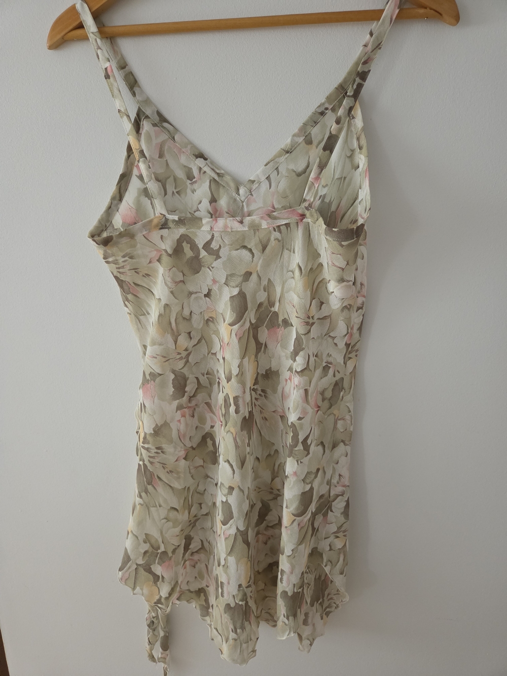 Vintage Papillon Blanc Olive and Pink Floral Slip Mini Dress - Picture 4 of 14